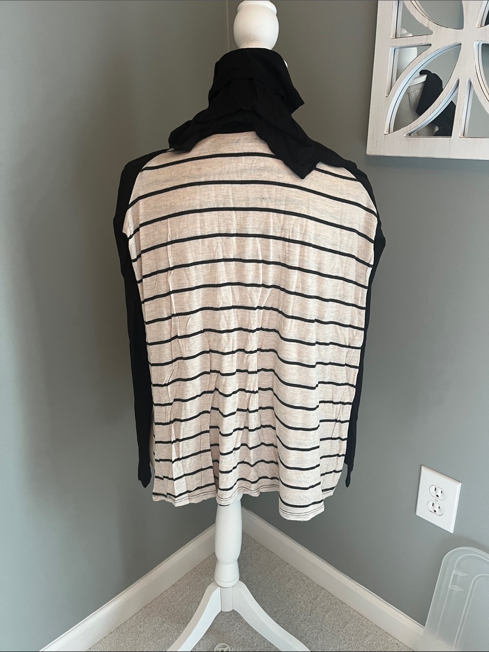 Striped Black and White Long-Sleeve Women's Top